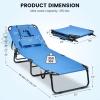imageGoplus Tanning Chair Folding Beach Lounge Chair wFace Hole 350LBS Capacity Removable Pillow Carry Strap Adjustable Sunbathing Chair Patio Chaise Lounger for Outside Lawn Pool Adult 1 BeigeBlue