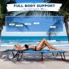 imageGoplus Tanning Chair Folding Beach Lounge Chair wFace Hole 350LBS Capacity Removable Pillow Carry Strap Adjustable Sunbathing Chair Patio Chaise Lounger for Outside Lawn Pool Adult 1 BeigeBlue