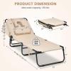 imageGoplus Tanning Chair Folding Beach Lounge Chair wFace Hole 350LBS Capacity Removable Pillow Carry Strap Adjustable Sunbathing Chair Patio Chaise Lounger for Outside Lawn Pool Adult 1 BeigeBeige