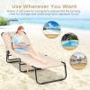 imageGoplus Tanning Chair Folding Beach Lounge Chair wFace Hole 350LBS Capacity Removable Pillow Carry Strap Adjustable Sunbathing Chair Patio Chaise Lounger for Outside Lawn Pool Adult 1 BeigeBeige