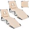 imageGoplus Tanning Chair Folding Beach Lounge Chair wFace Hole 350LBS Capacity Removable Pillow Carry Strap Adjustable Sunbathing Chair Patio Chaise Lounger for Outside Lawn Pool Adult 1 BeigeBeige
