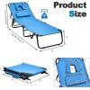 imageGoplus Tanning Chair Folding Beach Lounge Chair wFace Hole 350LBS Capacity Removable Pillow Carry Strap Adjustable Sunbathing Chair Patio Chaise Lounger for Outside Lawn Pool Adult 1 BeigeBlue