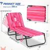 imageGoplus Tanning Chair Folding Beach Lounge Chair with Face Hole Removable Pillow 350LBS Capacity Carry Strap 5Position Adjustable Sunbathing Chair Portable Outside Lounge Chair for Patio PoolPink Stripe