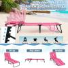 imageGoplus Tanning Chair Folding Beach Lounge Chair with Face Hole Removable Pillow 350LBS Capacity Carry Strap 5Position Adjustable Sunbathing Chair Portable Outside Lounge Chair for Patio PoolPink Stripe