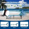imageGoplus Tanning Chair Folding Beach Lounge Chair with Face Hole Removable Pillow 350LBS Capacity Carry Strap 5Position Adjustable Sunbathing Chair Portable Outside Lounge Chair for Patio PoolBlue Stripe