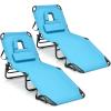 imageGoplus Tanning Chair Folding Beach Lounge Chair with Face Hole Removable Pillow 350LBS Capacity Carry Strap 5Position Adjustable Sunbathing Chair Portable Outside Lounge Chair for Patio PoolSky Blue