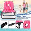 imageGoplus Tanning Chair Folding Beach Lounge Chair with Face Hole Removable Pillow 350LBS Capacity Carry Strap 5Position Adjustable Sunbathing Chair Portable Outside Lounge Chair for Patio PoolPink Stripe