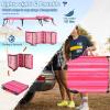 imageGoplus Tanning Chair Folding Beach Lounge Chair with Face Hole Removable Pillow 350LBS Capacity Carry Strap 5Position Adjustable Sunbathing Chair Portable Outside Lounge Chair for Patio PoolPink Stripe