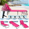 imageGoplus Tanning Chair Folding Beach Lounge Chair with Face Hole Removable Pillow 350LBS Capacity Carry Strap 5Position Adjustable Sunbathing Chair Portable Outside Lounge Chair for Patio PoolPink