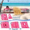 imageGoplus Tanning Chair Folding Beach Lounge Chair with Face Hole Removable Pillow 350LBS Capacity Carry Strap 5Position Adjustable Sunbathing Chair Portable Outside Lounge Chair for Patio PoolPink Stripe