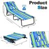 imageGoplus Tanning Chair Folding Beach Lounge Chair with Face Hole Removable Pillow 350LBS Capacity Carry Strap 5Position Adjustable Sunbathing Chair Portable Outside Lounge Chair for Patio PoolBlue Stripe