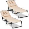 imageGoplus Tanning Chair Folding Beach Lounge Chair with Face Hole Removable Pillow 350LBS Capacity Carry Strap 5Position Adjustable Sunbathing Chair Portable Outside Lounge Chair for Patio PoolBeige