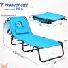 imageGoplus Tanning Chair Folding Beach Lounge Chair with Face Hole Removable Pillow 350LBS Capacity Carry Strap 5Position Adjustable Sunbathing Chair Portable Outside Lounge Chair for Patio PoolSky Blue