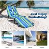 imageGoplus Tanning Chair Folding Beach Lounge Chair with Face Hole Removable Pillow 350LBS Capacity Carry Strap 5Position Adjustable Sunbathing Chair Portable Outside Lounge Chair for Patio PoolBlue Stripe
