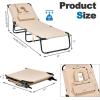 imageGoplus Tanning Chair Folding Beach Lounge Chair with Face Hole Removable Pillow 350LBS Capacity Carry Strap 5Position Adjustable Sunbathing Chair Portable Outside Lounge Chair for Patio PoolBeige