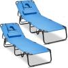 imageGoplus Tanning Chair Folding Beach Lounge Chair with Face Hole Removable Pillow 350LBS Capacity Carry Strap 5Position Adjustable Sunbathing Chair Portable Outside Lounge Chair for Patio PoolNavy