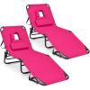 imageGoplus Tanning Chair Folding Beach Lounge Chair with Face Hole Removable Pillow 350LBS Capacity Carry Strap 5Position Adjustable Sunbathing Chair Portable Outside Lounge Chair for Patio PoolPink