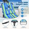 imageGoplus Tanning Chair Folding Beach Lounge Chair with Face Hole Removable Pillow 350LBS Capacity Carry Strap 5Position Adjustable Sunbathing Chair Portable Outside Lounge Chair for Patio PoolBlue Stripe