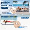 imageGoplus Tanning Chair Folding Beach Lounge Chair with Face Hole Removable Pillow 350LBS Capacity Carry Strap 5Position Adjustable Sunbathing Chair Portable Outside Lounge Chair for Patio PoolBeige