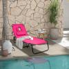 imageGoplus Tanning Chair Folding Beach Lounge Chair with Face Hole Removable Pillow 350LBS Capacity Carry Strap 5Position Adjustable Sunbathing Chair Portable Outside Lounge Chair for Patio PoolPink