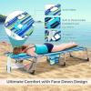 imageGoplus Tanning Chair Folding Beach Lounge Chair with Face ampampArm Hole 5Position AdjustableRemovable PillowSide Pocket Sunbathing Chair Portable Outdoor Lounge Chair for Patio Pool Lawn 1 BeigeStripe