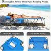 imageGoplus Tanning Chair Folding Beach Lounge Chair with Face ampampArm Hole 5Position AdjustableRemovable PillowSide Pocket Sunbathing Chair Portable Outdoor Lounge Chair for Patio Pool Lawn 1 BeigeNavy