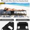 imageGoplus Tanning Chair Folding Beach Lounge Chair with Face ampampArm Hole 5Position AdjustableRemovable PillowSide Pocket Sunbathing Chair Portable Outdoor Lounge Chair for Patio Pool Lawn 1 BeigeBlack