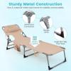imageGoplus Tanning Chair Folding Beach Lounge Chair with Face ampampArm Hole 5Position AdjustableRemovable PillowSide Pocket Sunbathing Chair Portable Outdoor Lounge Chair for Patio Pool Lawn 1 BeigeBeige