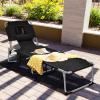 imageGoplus Tanning Chair Folding Beach Lounge Chair with Face ampampArm Hole 5Position AdjustableRemovable PillowSide Pocket Sunbathing Chair Portable Outdoor Lounge Chair for Patio Pool Lawn 1 BeigeBlack
