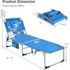 imageGoplus Tanning Chair Folding Beach Lounge Chair with Face ampampArm Hole 5Position AdjustableRemovable PillowSide Pocket Sunbathing Chair Portable Outdoor Lounge Chair for Patio Pool Lawn 1 BeigeNavy