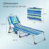 imageGoplus Tanning Chair Folding Beach Lounge Chair with Face ampampArm Hole 5Position AdjustableRemovable PillowSide Pocket Sunbathing Chair Portable Outdoor Lounge Chair for Patio Pool Lawn 1 BeigeStripe
