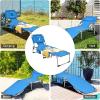 imageGoplus Tanning Chair Folding Beach Lounge Chair with Face ampampArm Hole 5Position AdjustableRemovable PillowSide Pocket Sunbathing Chair Portable Outdoor Lounge Chair for Patio Pool Lawn 1 BeigeNavy