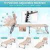 imageGoplus Tanning Chair Folding Beach Lounge Chair with Face ampampArm Hole 5Position AdjustableRemovable PillowSide Pocket Sunbathing Chair Portable Outdoor Lounge Chair for Patio Pool Lawn 1 BeigeBeige