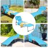 imageGoplus Tanning Chair Folding Beach Lounge Chair with Face ampampArm Hole 5Position AdjustableRemovable PillowSide Pocket Sunbathing Chair Portable Outdoor Lounge Chair for Patio Pool Lawn 1 BeigeSky Blue