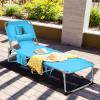 imageGoplus Tanning Chair Folding Beach Lounge Chair with Face ampampArm Hole 5Position AdjustableRemovable PillowSide Pocket Sunbathing Chair Portable Outdoor Lounge Chair for Patio Pool Lawn 1 BeigeSky Blue