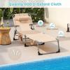 imageGoplus Tanning Chair Folding Beach Lounge Chair with Face ampampArm Hole 5Position AdjustableRemovable PillowSide Pocket Sunbathing Chair Portable Outdoor Lounge Chair for Patio Pool Lawn 1 BeigeBeige
