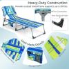 imageGoplus Tanning Chair Folding Beach Lounge Chair with Face ampampArm Hole 5Position AdjustableRemovable PillowSide Pocket Sunbathing Chair Portable Outdoor Lounge Chair for Patio Pool Lawn 1 BeigeStripe