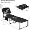 imageGoplus Tanning Chair Folding Beach Lounge Chair with Face ampampArm Hole 5Position AdjustableRemovable PillowSide Pocket Sunbathing Chair Portable Outdoor Lounge Chair for Patio Pool Lawn 1 BeigeBlack