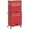 imageGoplus Tool Chest 3in1 Rolling 6 Drawers Tool Cabinet with Detachable Top Toolbox Middle Tool Storage Universal Lockable Wheels Protective Liner Auto Lock Metal Tool Box for Garage WorkshopRed