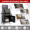 imageGoplus Tool Chest 3in1 Rolling 6 Drawers Tool Cabinet with Detachable Top Toolbox Middle Tool Storage Universal Lockable Wheels Protective Liner Auto Lock Metal Tool Box for Garage WorkshopBlack
