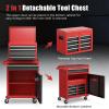 imageGoplus Tool Chest 3in1 Rolling 6 Drawers Tool Cabinet with Detachable Top Toolbox Middle Tool Storage Universal Lockable Wheels Protective Liner Auto Lock Metal Tool Box for Garage WorkshopRed  Black