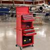 imageGoplus Tool Chest 3in1 Rolling 6 Drawers Tool Cabinet with Detachable Top Toolbox Middle Tool Storage Universal Lockable Wheels Protective Liner Auto Lock Metal Tool Box for Garage WorkshopRed