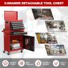 imageGoplus Tool Chest 3in1 Rolling 6 Drawers Tool Cabinet with Detachable Top Toolbox Middle Tool Storage Universal Lockable Wheels Protective Liner Auto Lock Metal Tool Box for Garage WorkshopRed  Black