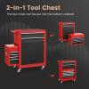 imageGoplus Tool Chest 3in1 Rolling 6 Drawers Tool Cabinet with Detachable Top Toolbox Middle Tool Storage Universal Lockable Wheels Protective Liner Auto Lock Metal Tool Box for Garage WorkshopRed  Black