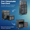 imageGoplus Tool Chest 3in1 Rolling 6 Drawers Tool Cabinet with Detachable Top Toolbox Middle Tool Storage Universal Lockable Wheels Protective Liner Auto Lock Metal Tool Box for Garage WorkshopGrey