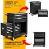 imageGoplus Tool Chest 3in1 Rolling 6 Drawers Tool Cabinet with Detachable Top Toolbox Middle Tool Storage Universal Lockable Wheels Protective Liner Auto Lock Metal Tool Box for Garage WorkshopBlack