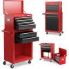 imageGoplus Tool Chest 3in1 Rolling 6 Drawers Tool Cabinet with Detachable Top Toolbox Middle Tool Storage Universal Lockable Wheels Protective Liner Auto Lock Metal Tool Box for Garage WorkshopRed  Black