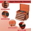 imageGoplus Tool Chest 3in1 Rolling 6 Drawers Tool Cabinet with Detachable Top Toolbox Middle Tool Storage Universal Lockable Wheels Protective Liner Auto Lock Metal Tool Box for Garage WorkshopOrange