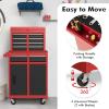 imageGoplus Tool Chest 3in1 Rolling 6 Drawers Tool Cabinet with Detachable Top Toolbox Middle Tool Storage Universal Lockable Wheels Protective Liner Auto Lock Metal Tool Box for Garage WorkshopRed  Black