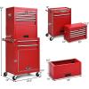 imageGoplus Tool Chest 3in1 Rolling 6 Drawers Tool Cabinet with Detachable Top Toolbox Middle Tool Storage Universal Lockable Wheels Protective Liner Auto Lock Metal Tool Box for Garage WorkshopRed